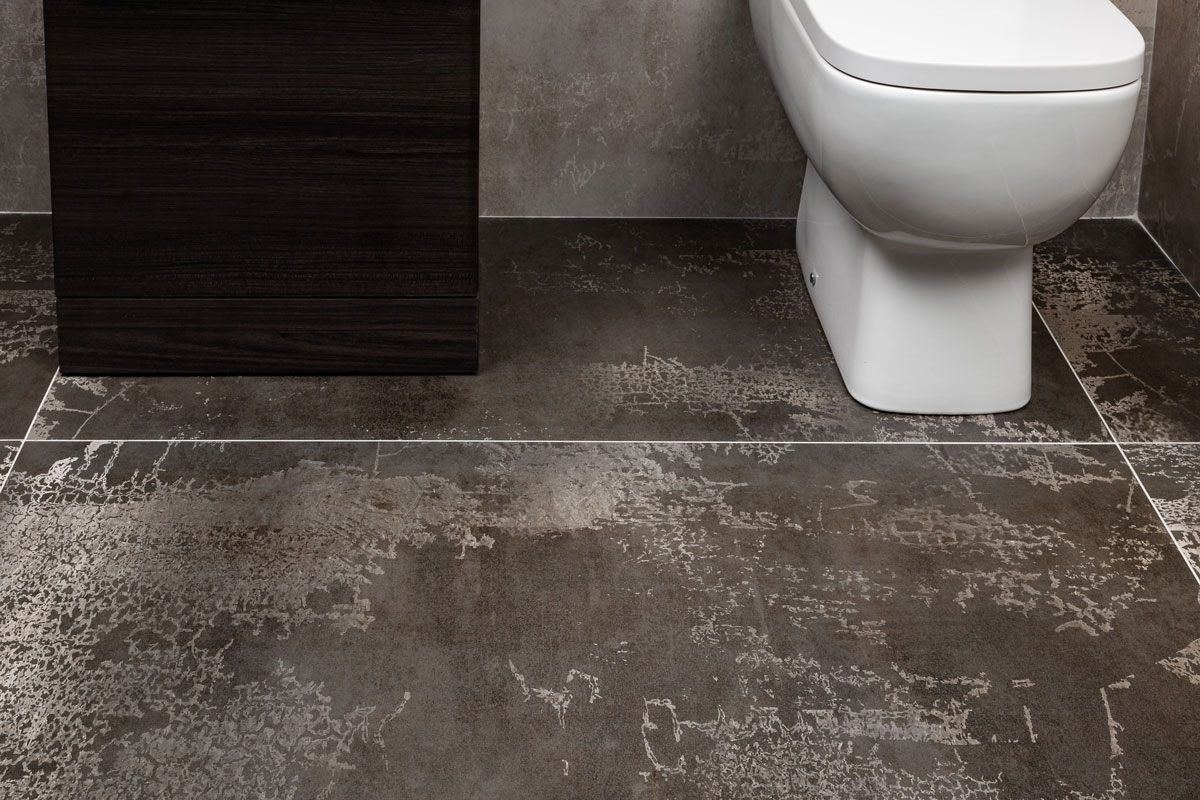 Dark grey bathroom tiles